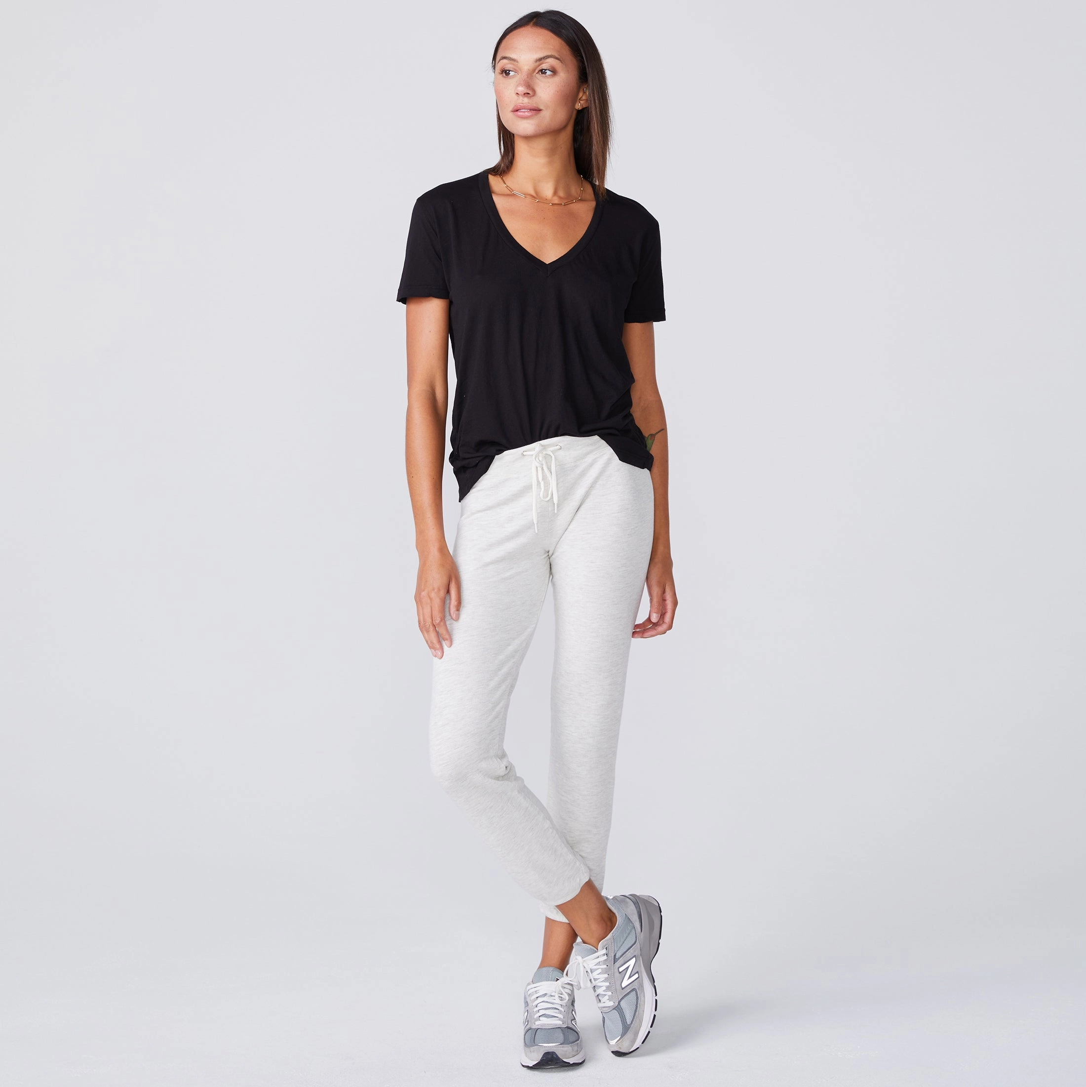 Super Fine Jersey Fitted V Neck Tee high-end design