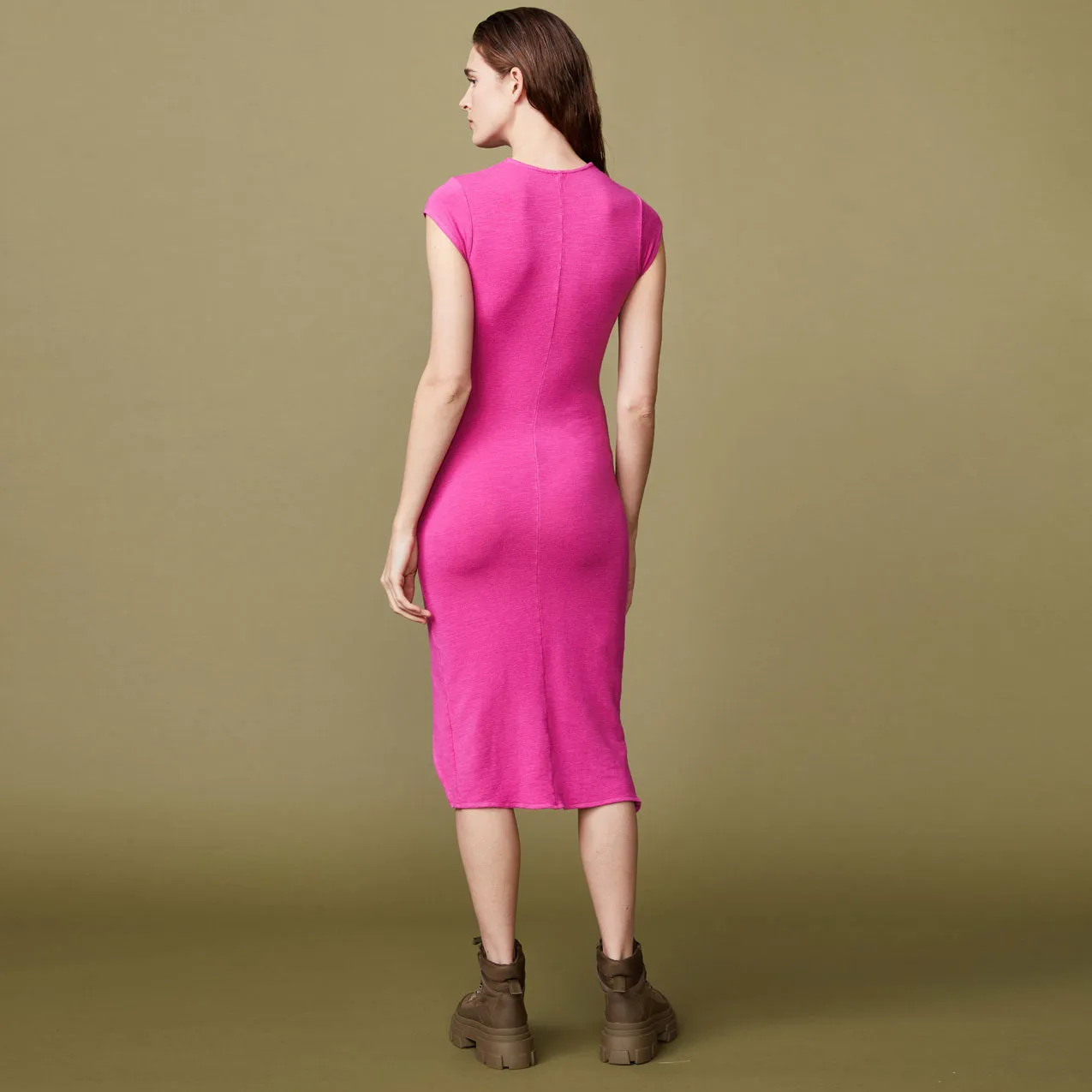 Supersoft Cap Sleeve Shirred Dress Unique Cut