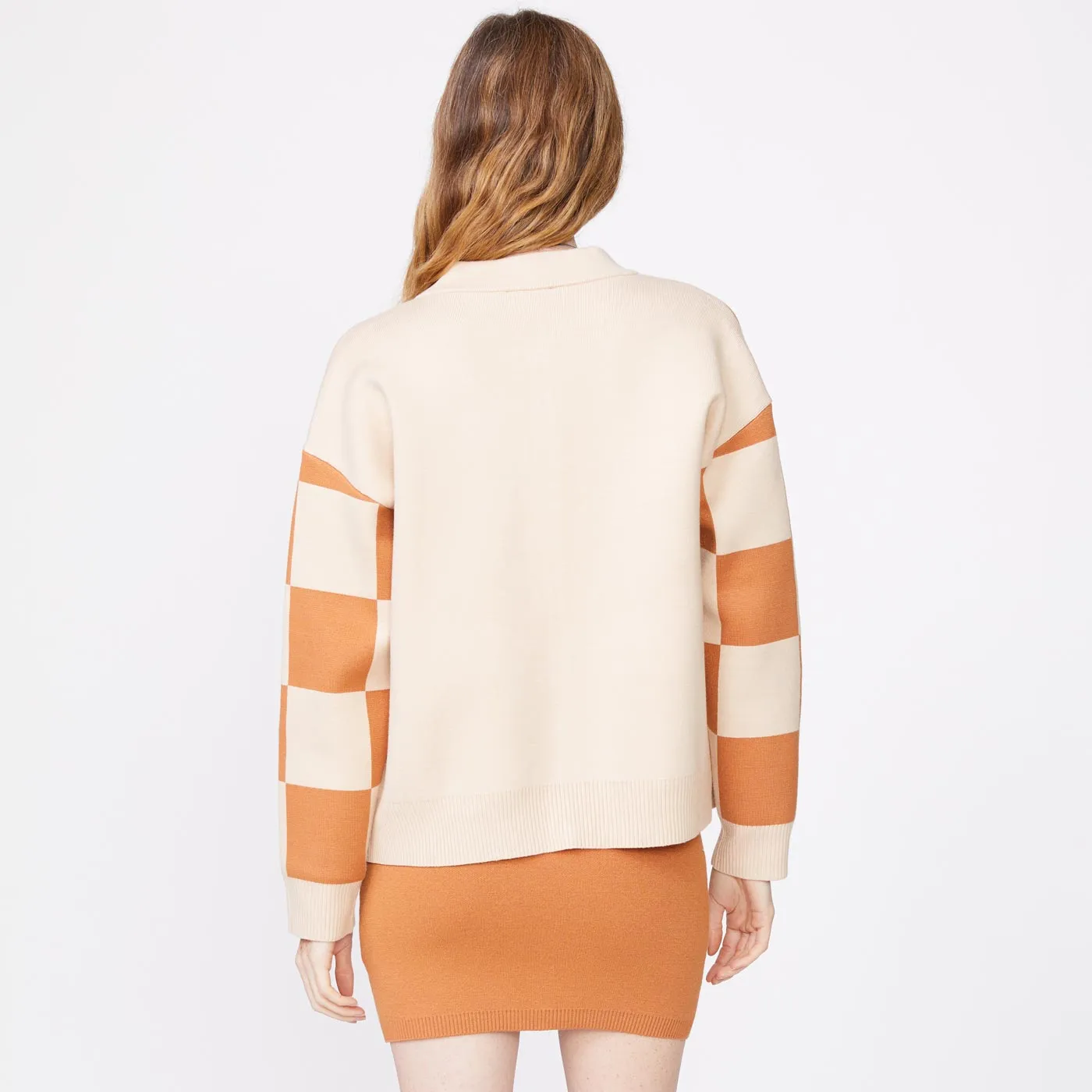 Supersoft Sweater Knit Checkered Bomber Sophisticated Cut