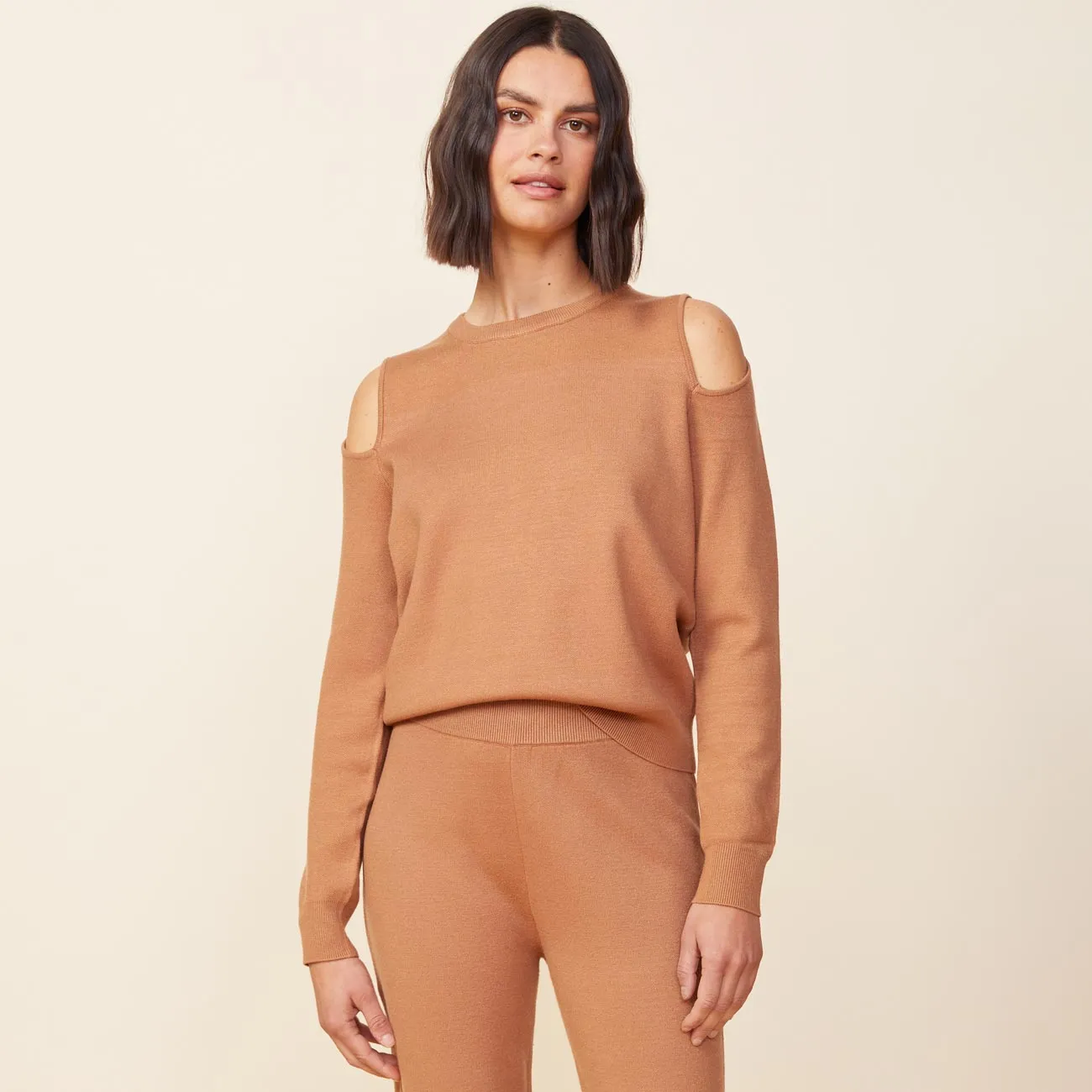 Supersoft Sweater Knit Cut Out Sweatshirt Lightweight Design