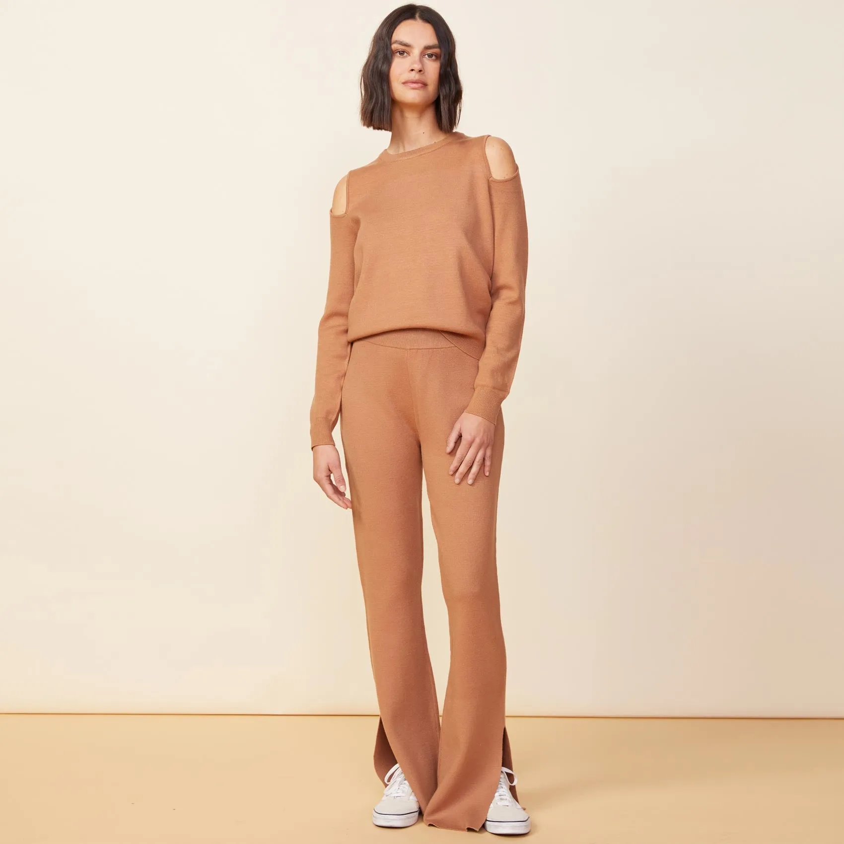 Supersoft Sweater Knit Cut Out Sweatshirt Lightweight Design