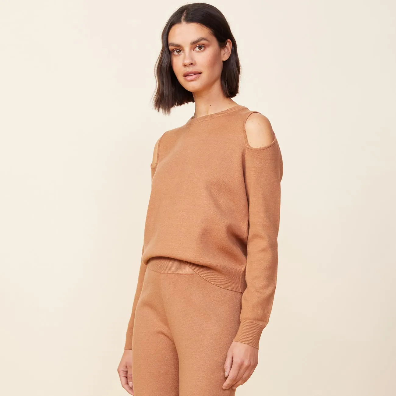 Supersoft Sweater Knit Cut Out Sweatshirt Lightweight Design