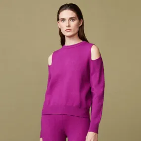 Supersoft Sweater Knit Cut Out Sweatshirt Polyester Blend