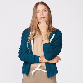 Cuff Detail Recycled Material Supersoft Fleece Girlfriend Zip Up Hoody