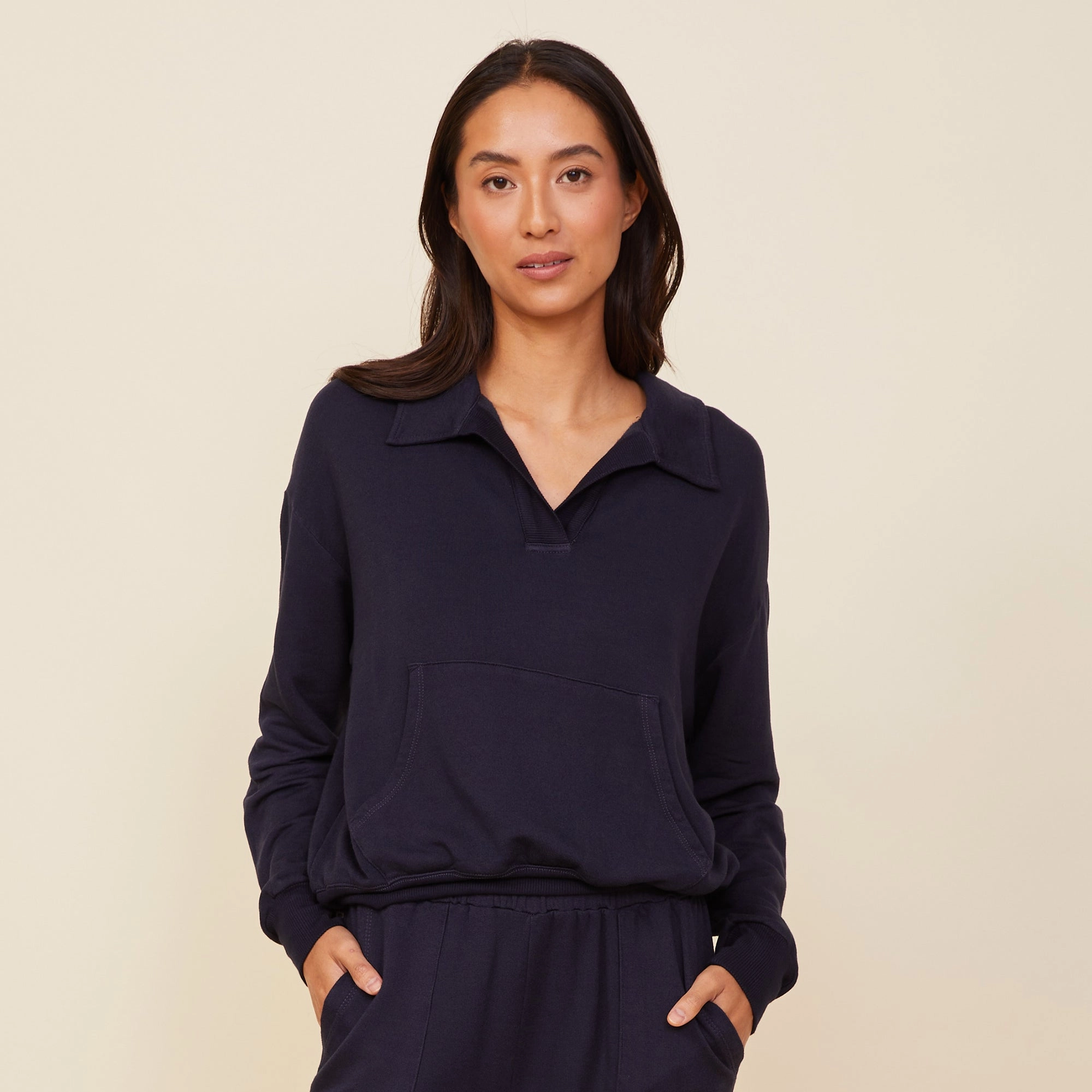 Supersoft Fleece Polo Sweatshirt Easygoing spring outfit