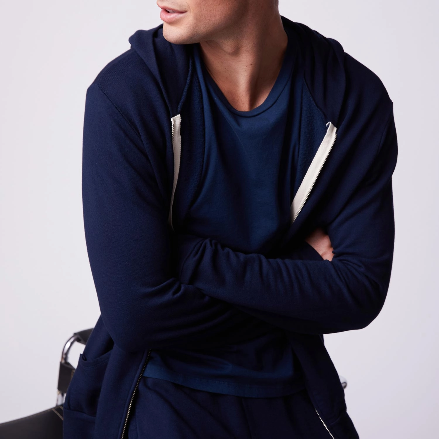 Ivory White Modern Partner Supersoft Fleece Zip Up Hoody