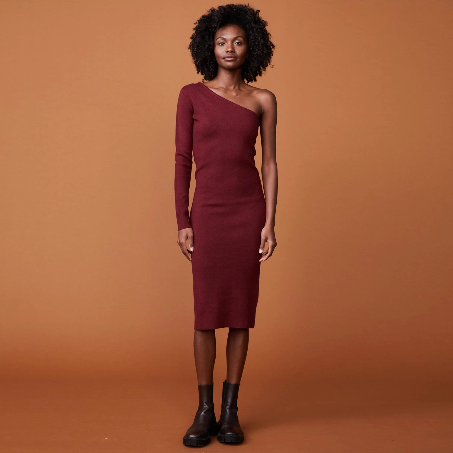 Supersoft Sweater Knit One Shoulder Dress Timeless Colleague Versatile Outfit