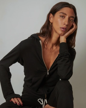 Supersoft Zip Up Hoody Puffer Coat Houndstooth Print