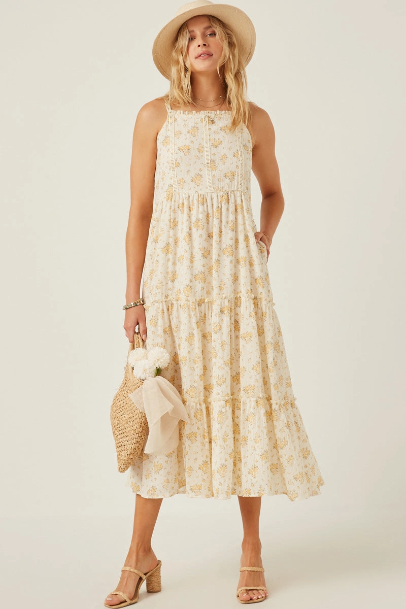 Chic Simplicity Textured Lace Detail Strappy Back Dress