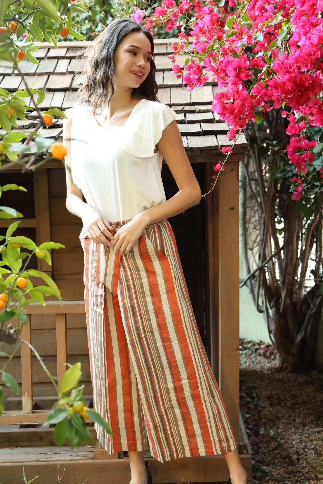 Tabias Pants - Creamsicle Stripe Orange Versatile Wear