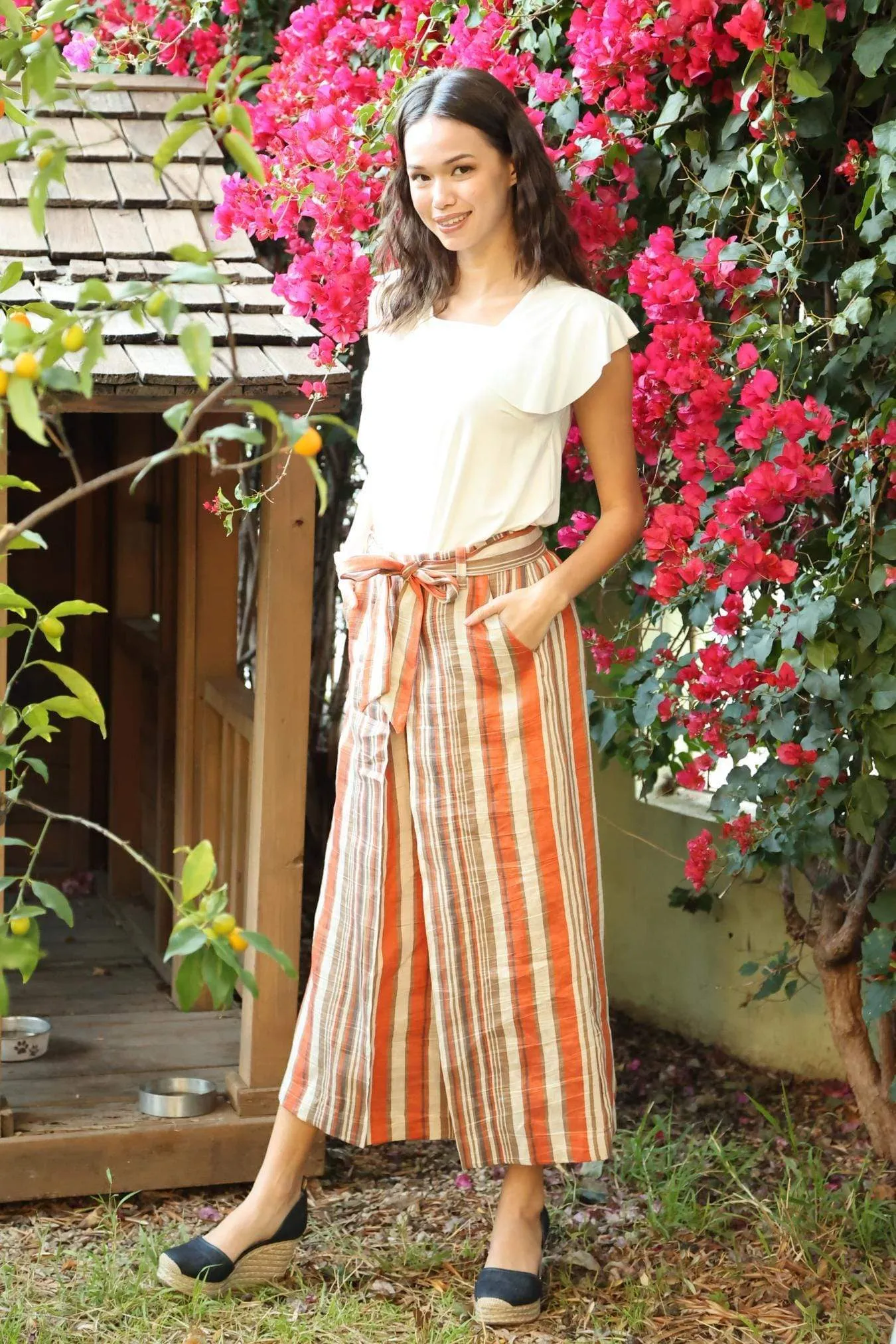 Tabias Pants - Creamsicle Stripe Orange Versatile Wear