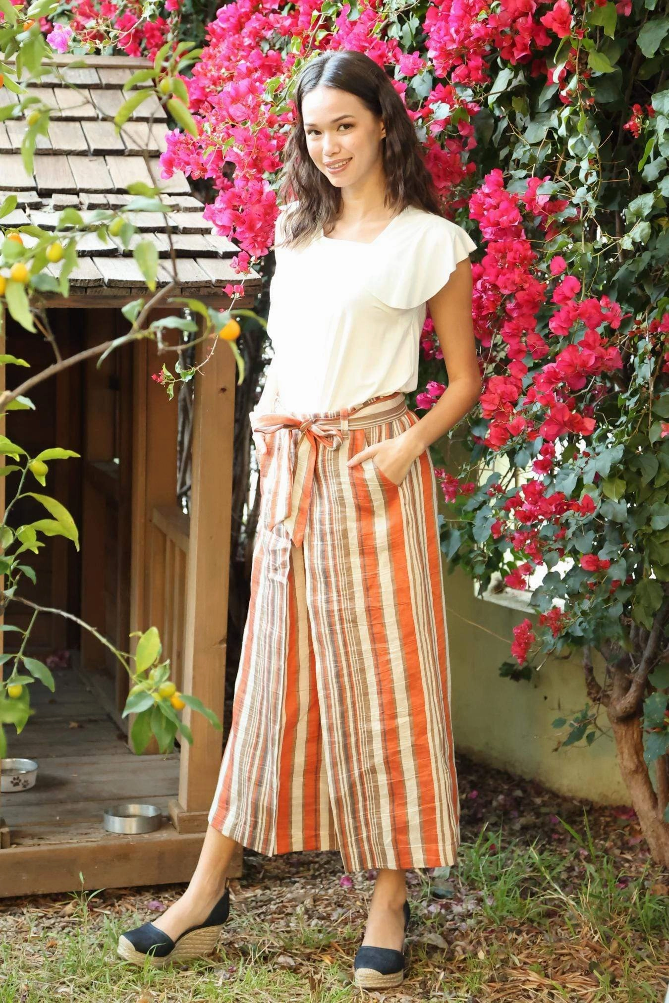 Tabias Pants - Creamsicle Stripe Orange Versatile Wear