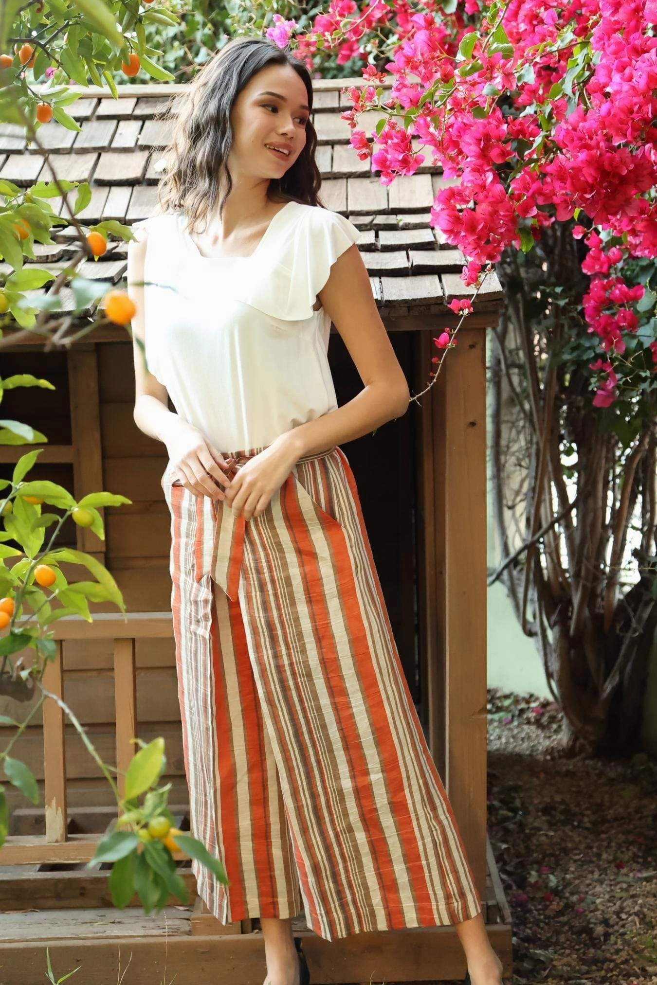 Tabias Pants - Creamsicle Stripe Orange Versatile Wear