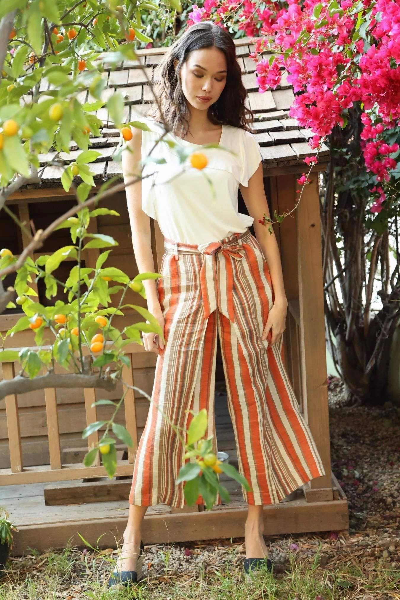 Tabias Pants - Creamsicle Stripe Orange Versatile Wear
