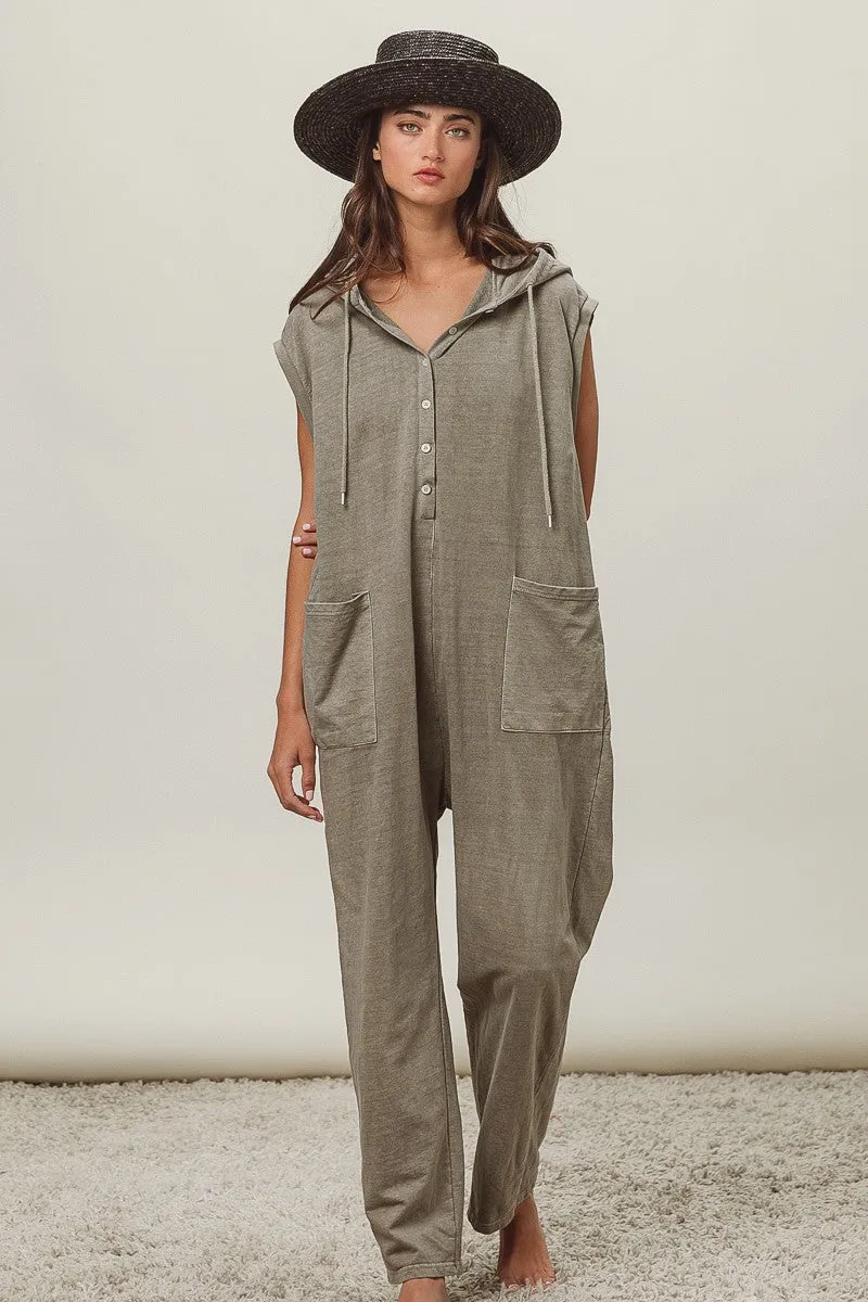 Tailored Fit Adjustable Waist IB1378-01 | FRENCH TERRY JUMPSUIT