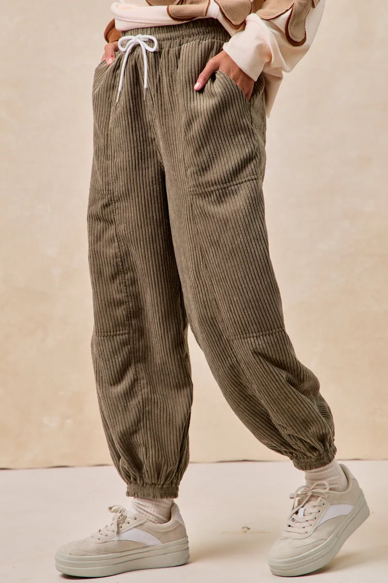 Comfort-First IB1829G-04 | SOLID CORDUROY PANTS WITH DRAWSTRING
