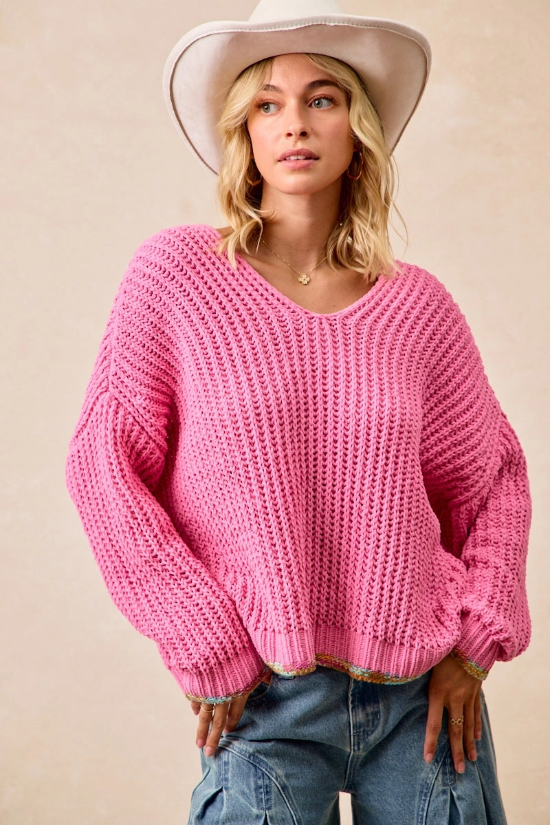 IT4522-01 | V-NECK SWEATER TOP Urban Hike Style