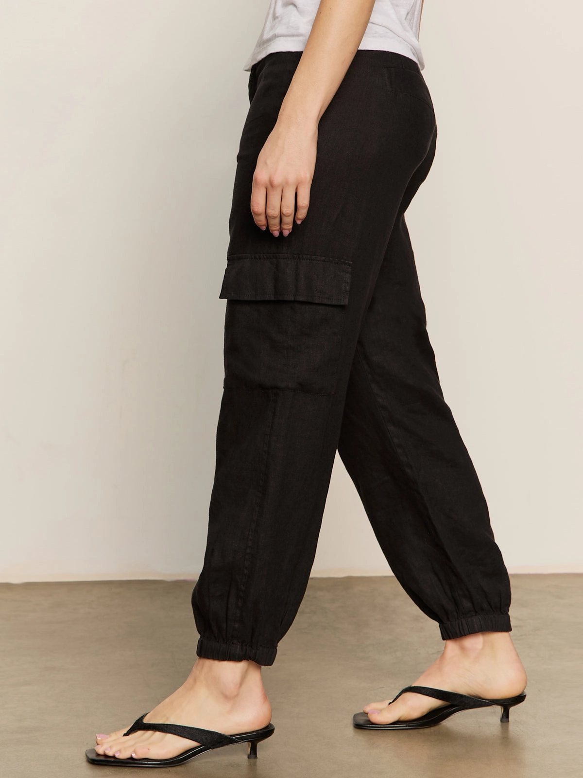 Take Over Linen Jogger Standard Rise Pant Black Effortless Style