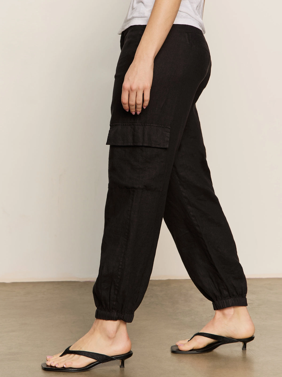 Take Over Linen Jogger Standard Rise Pant Black Effortless Style