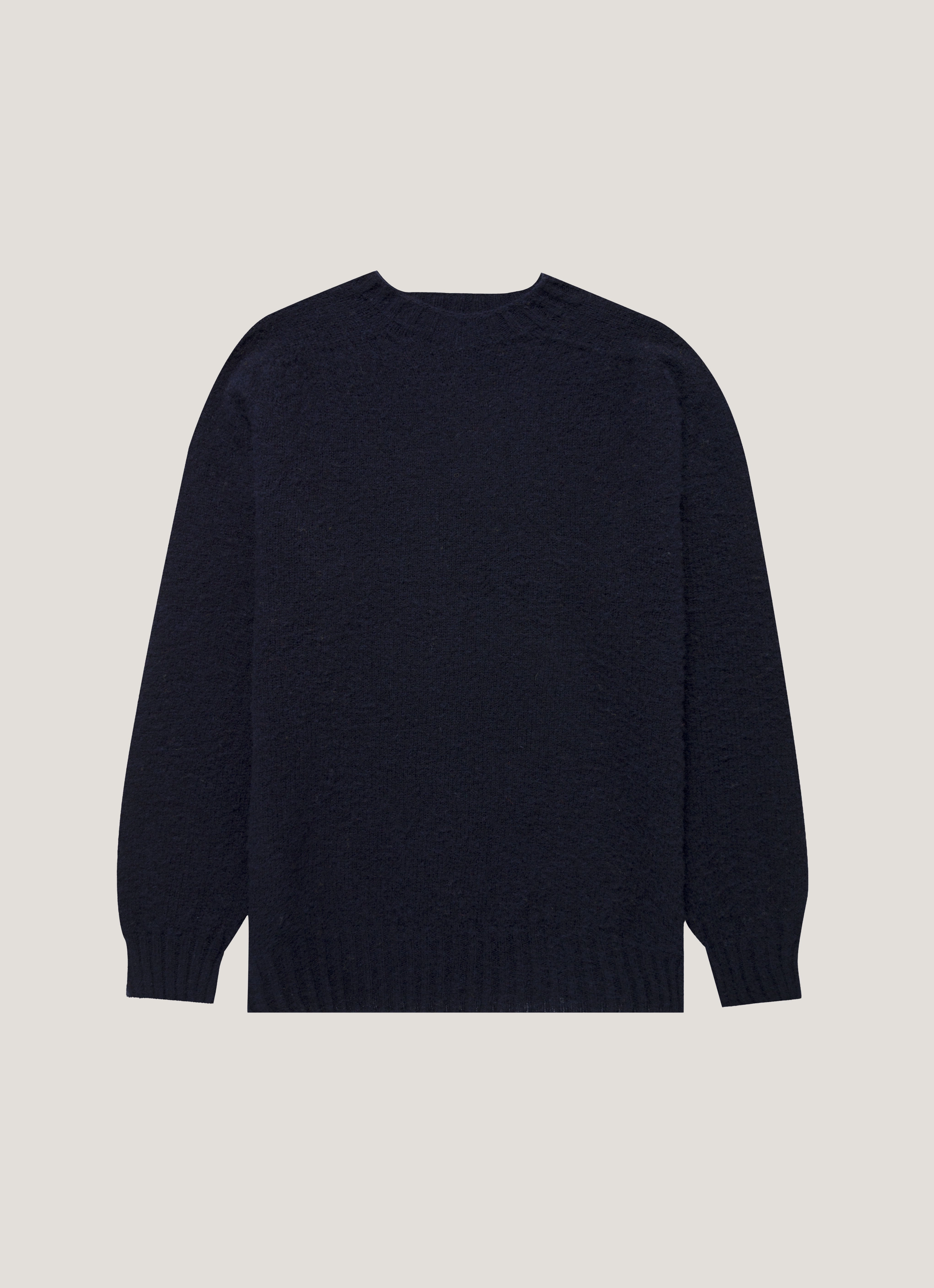 Men's Shetland Crew Neck Jumper in Navy Textured winter sweater