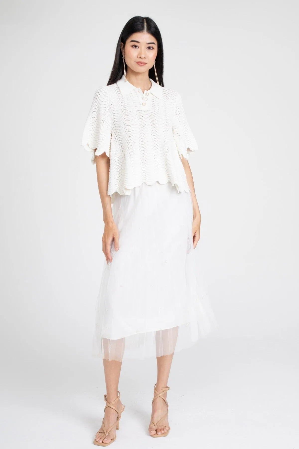 Tassel Hem Peter Pan Sweater Combo Dress