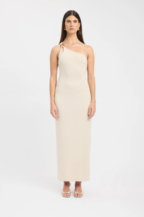 Velvet-Sleeve Tawney Dress