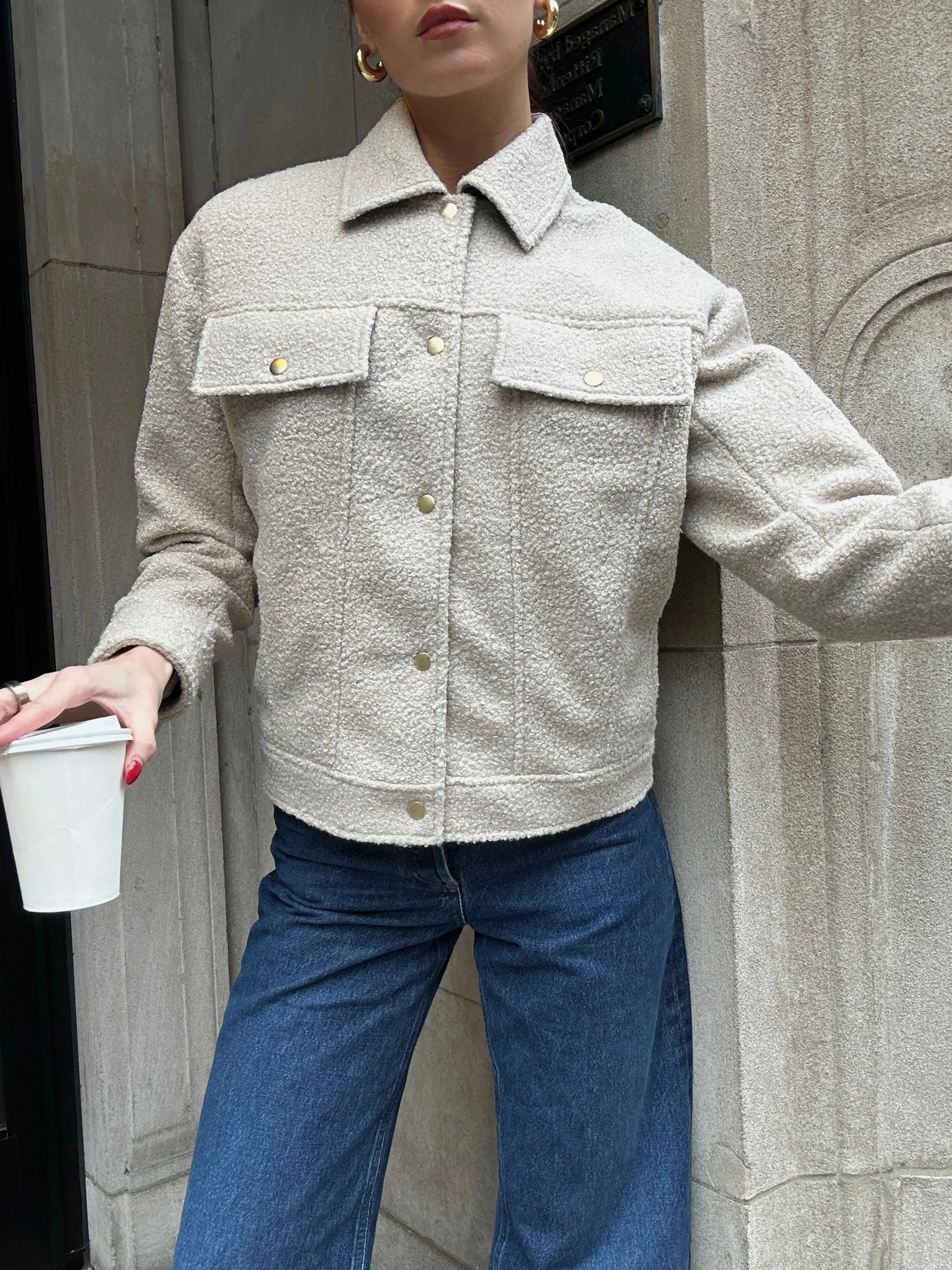 Cool Weather Wear Cropped jacket Sherpa Trucker Jacket