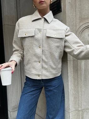 Cool Weather Wear Cropped jacket Sherpa Trucker Jacket