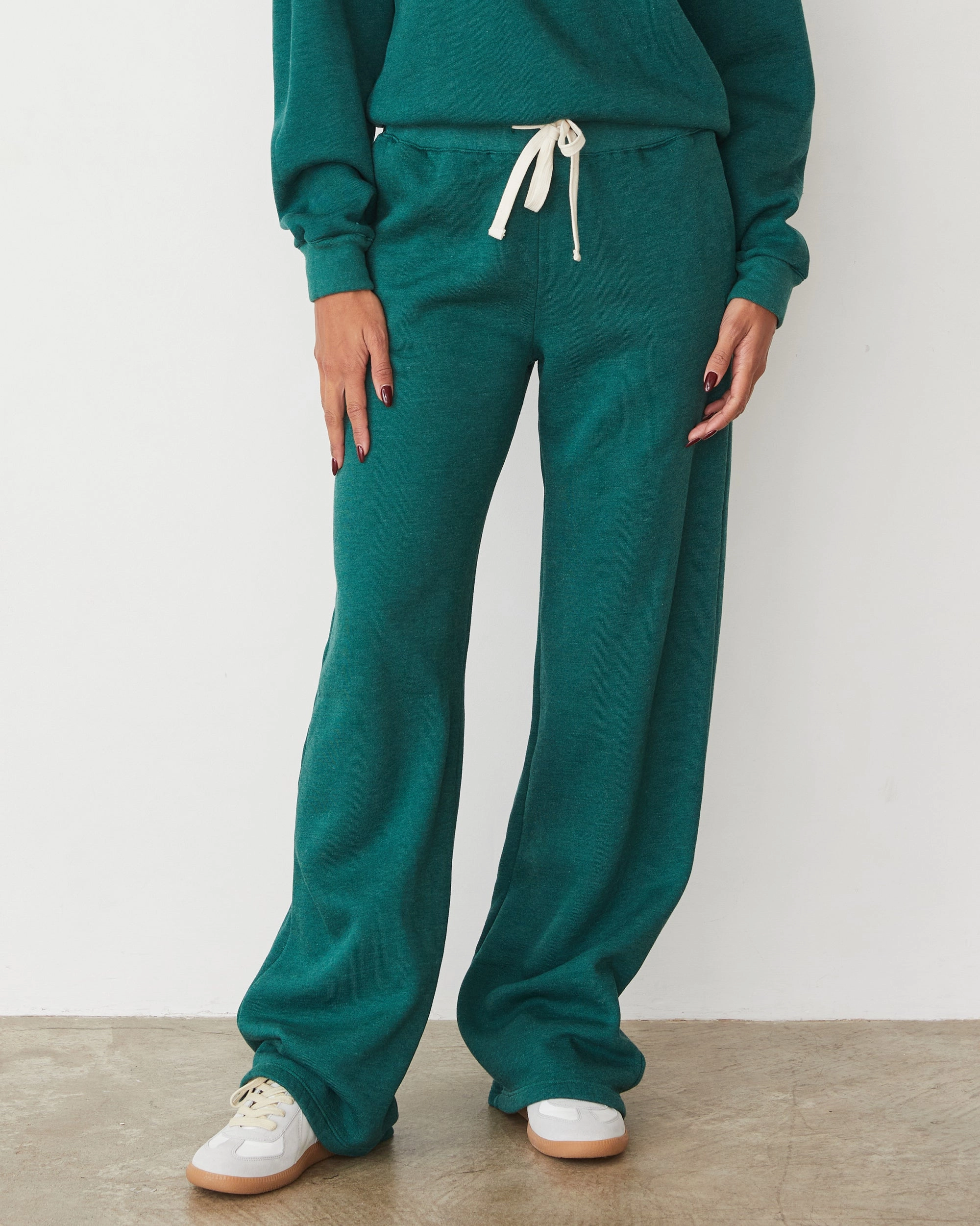Contrast Trim Teddy Fleece Oversized Straight Leg Sweat
