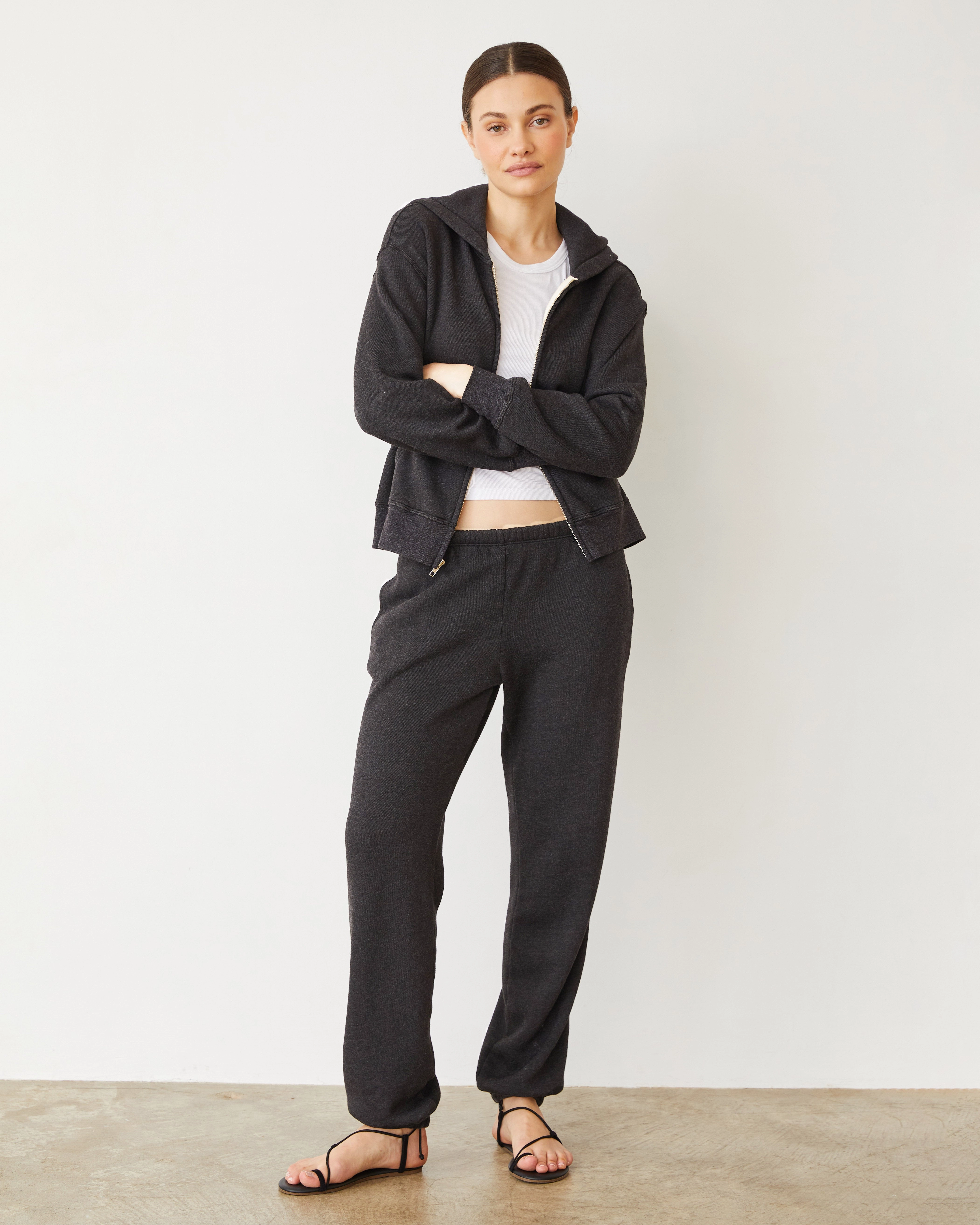 Teddy Fleece Relaxed Zip Up Hoody Functional Design