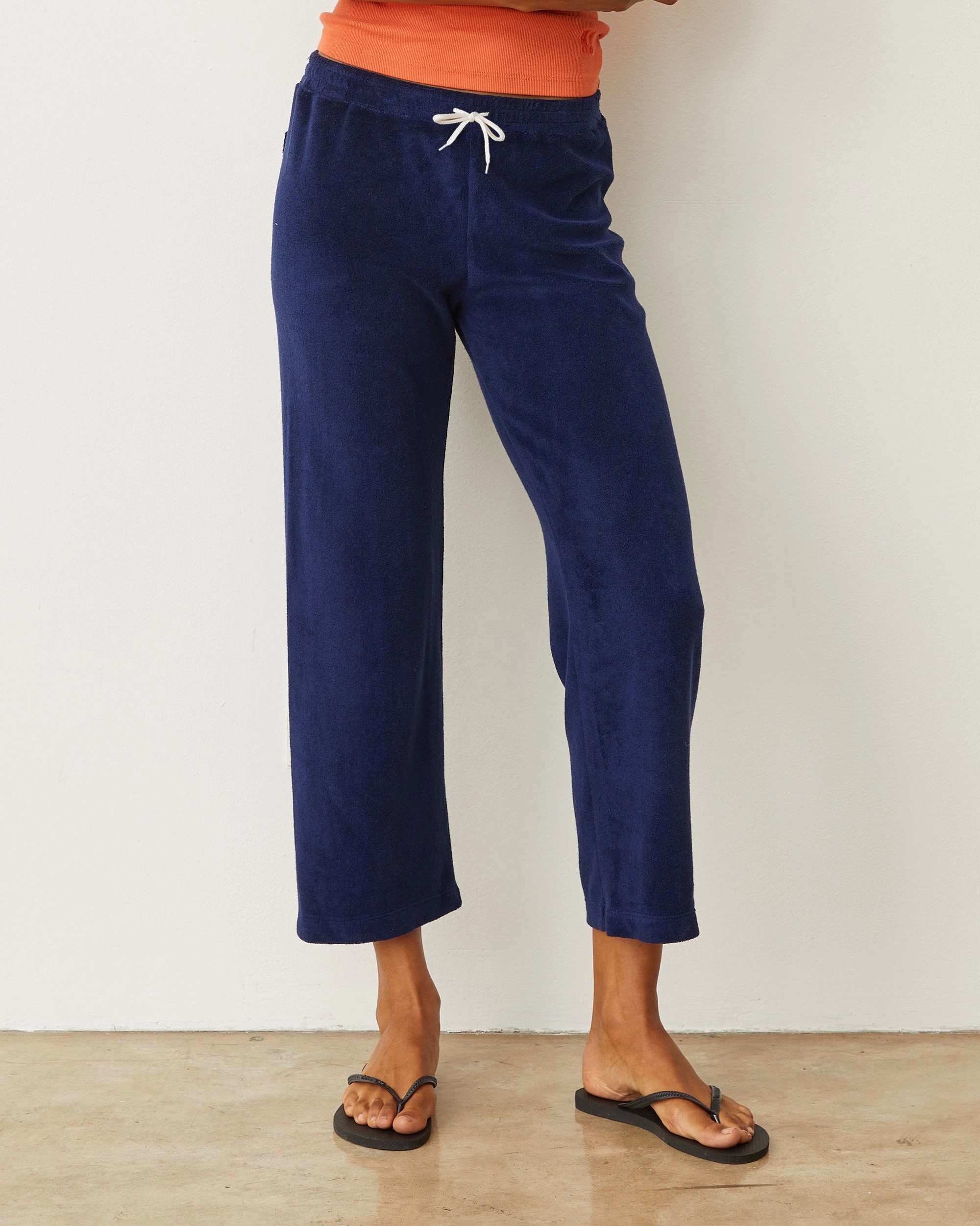 Terry Cloth Crop Pant Comfortable Waist