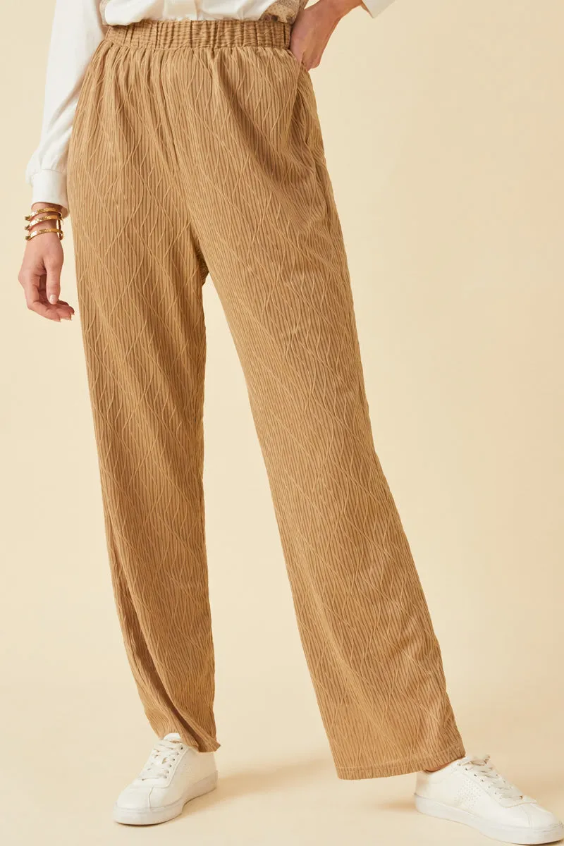 Cozy Comfort Textured Elastic Waist Wideleg Pants