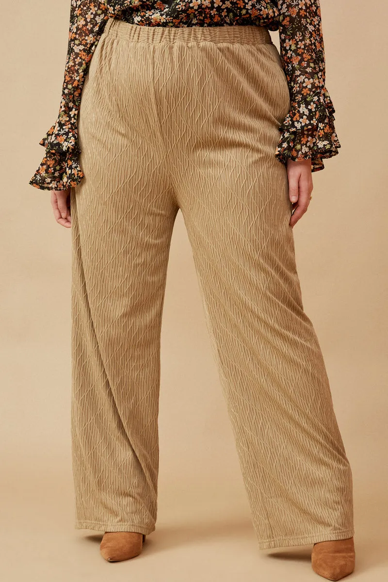Chic Style Textured Elastic Waist Wideleg Pants