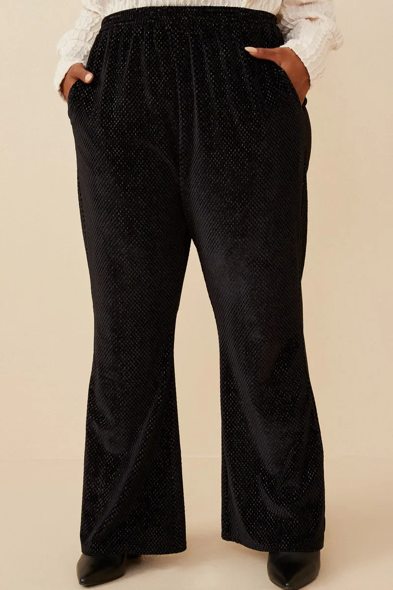 Basic Utility Effortless Style Textured Velvet Lurex Wide Leg Pants