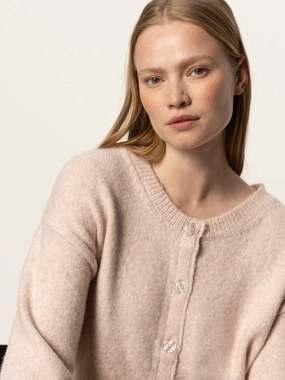 Must-Have Cardi Heather Rose wool material