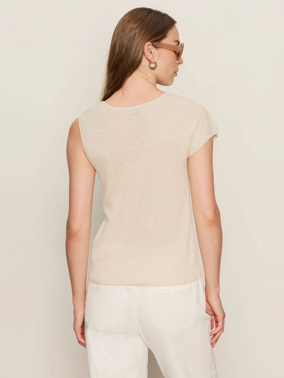 Textured Fabric Shoulder Twist Top Heather Pearl
