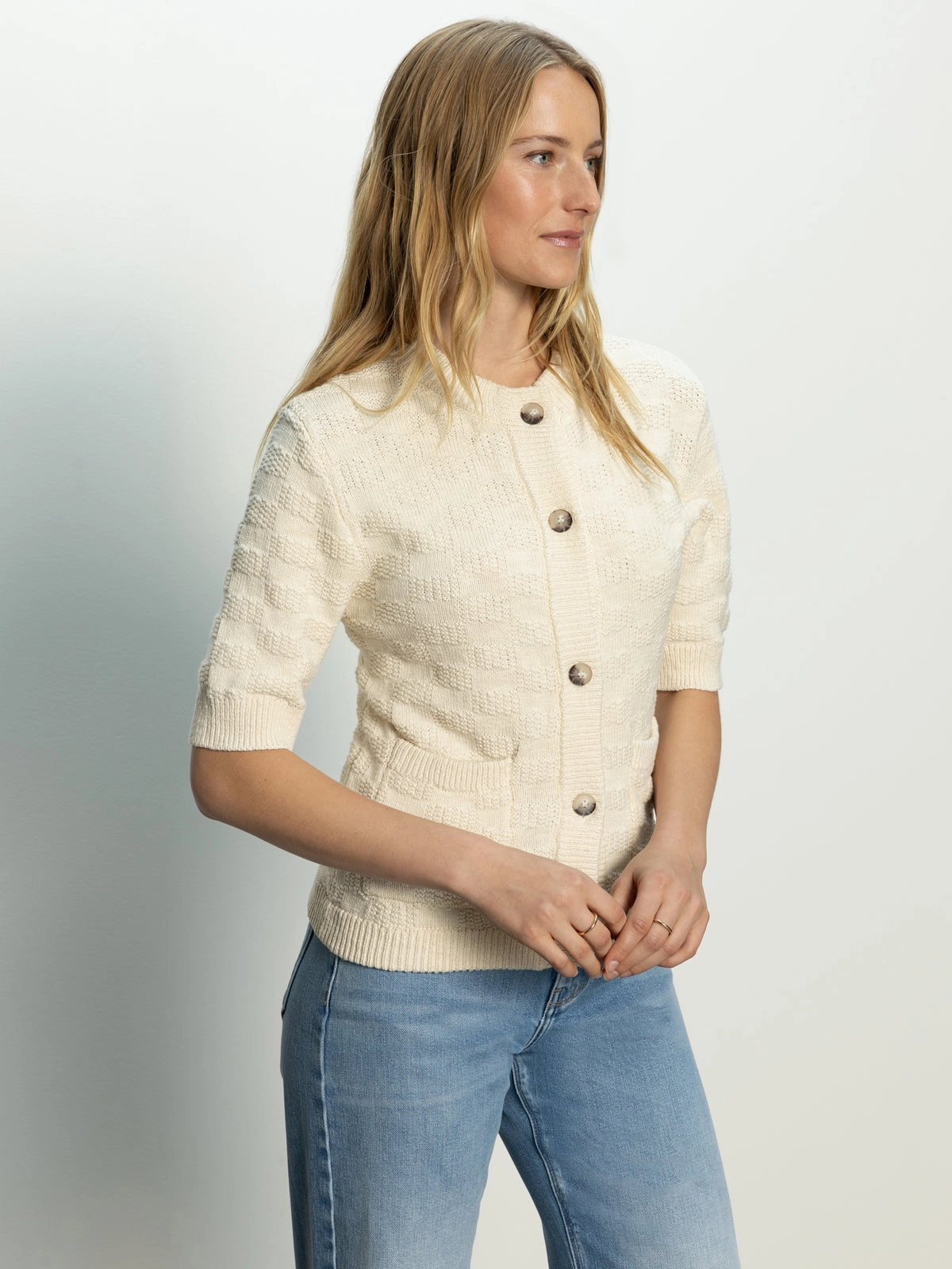 Textured Knitted Jacket Eco Natural eco fabric