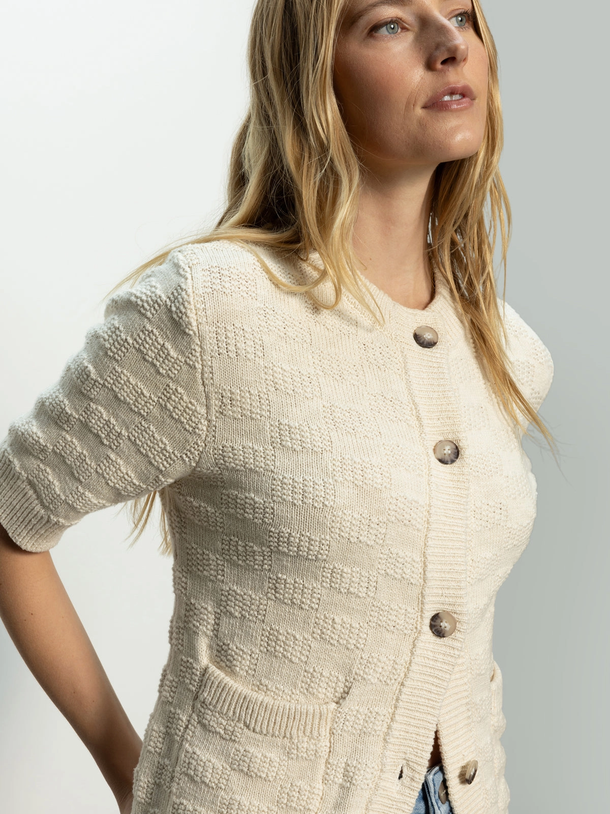 Textured Knitted Jacket Eco Natural Daily Wear