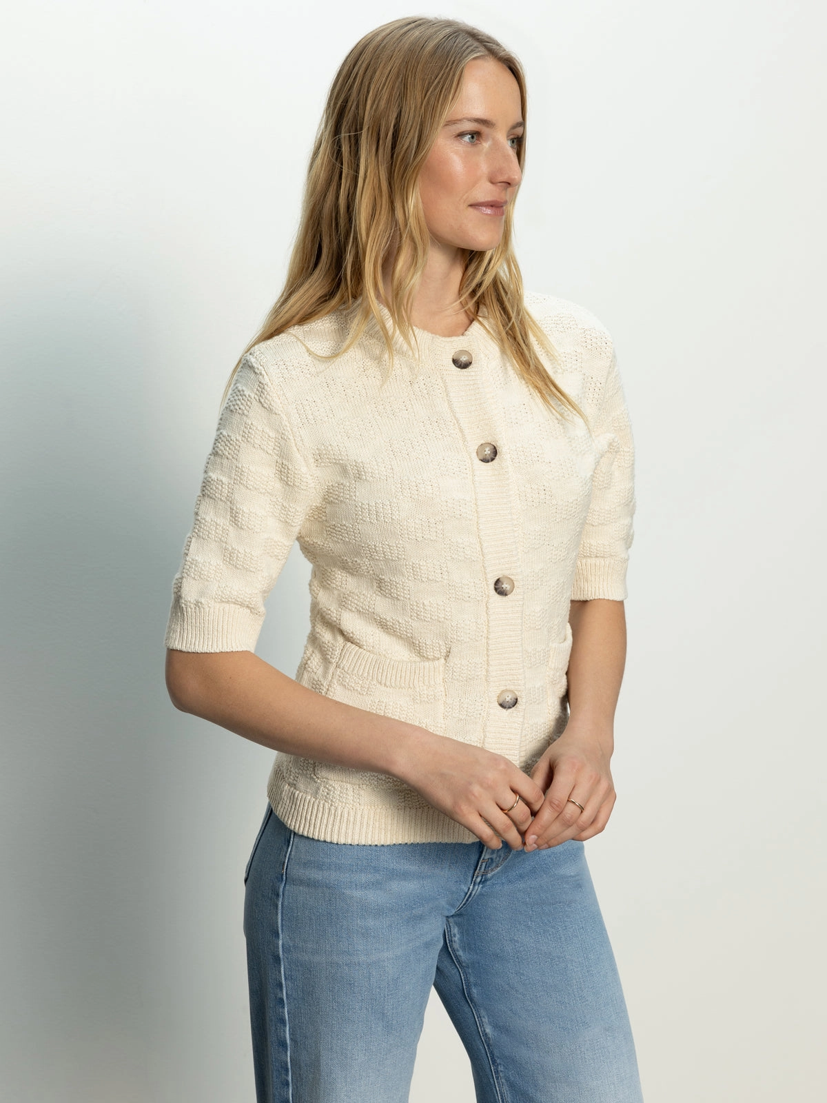 Textured Knitted Jacket Eco Natural Unique Knit