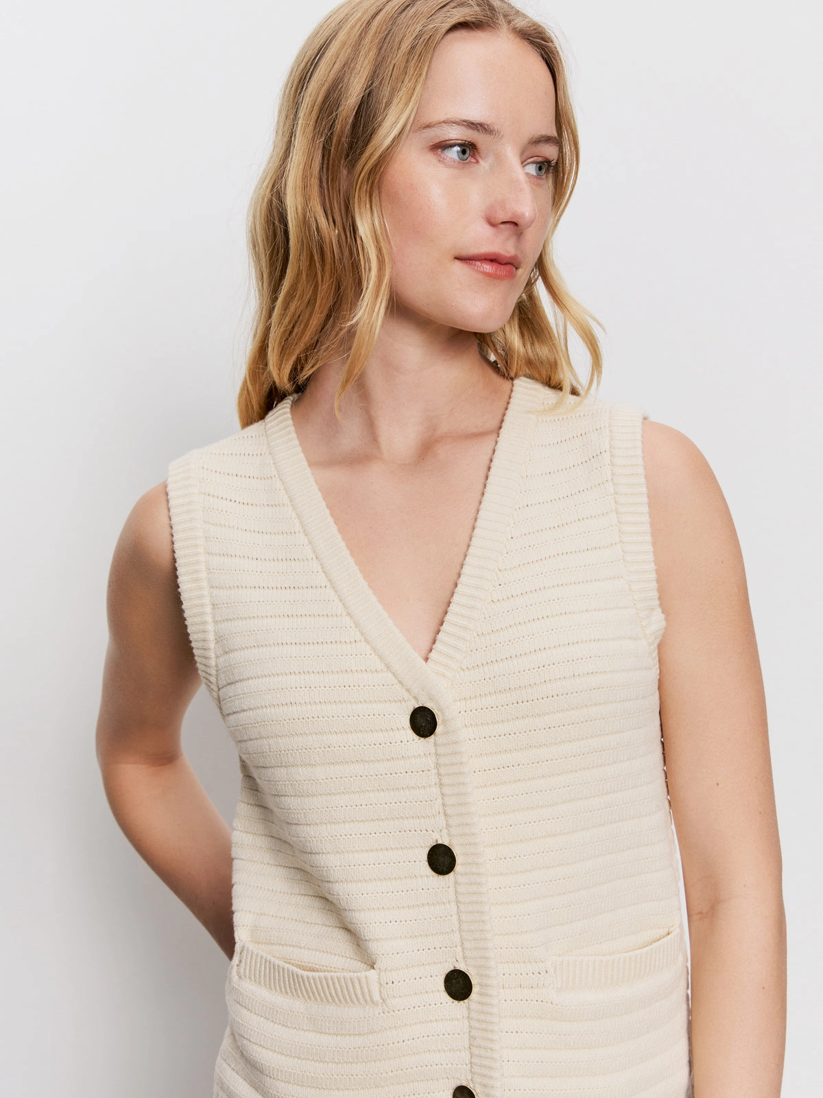 Textured Sweater Vest Macrame Breathable fabric