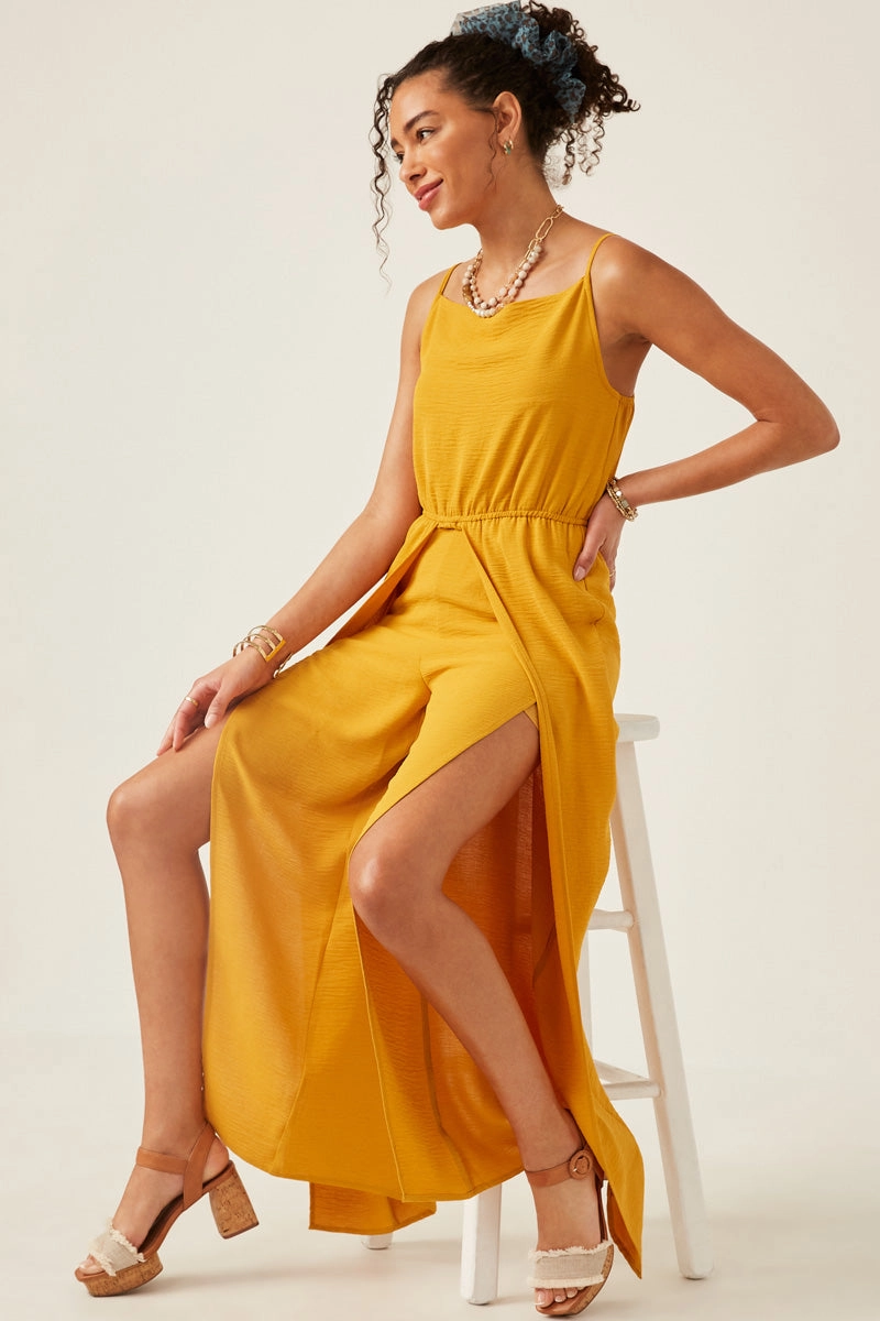 Fashionable outfit for outings Air Touch Textured Tulip Pant Cami Tank Jumpsuit