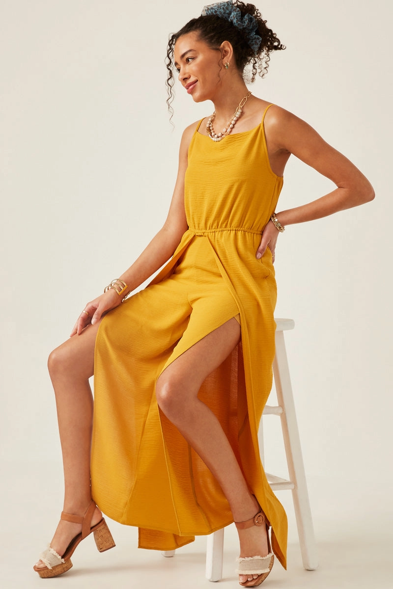 Inner lining Textured Tulip Pant Cami Tank Jumpsuit