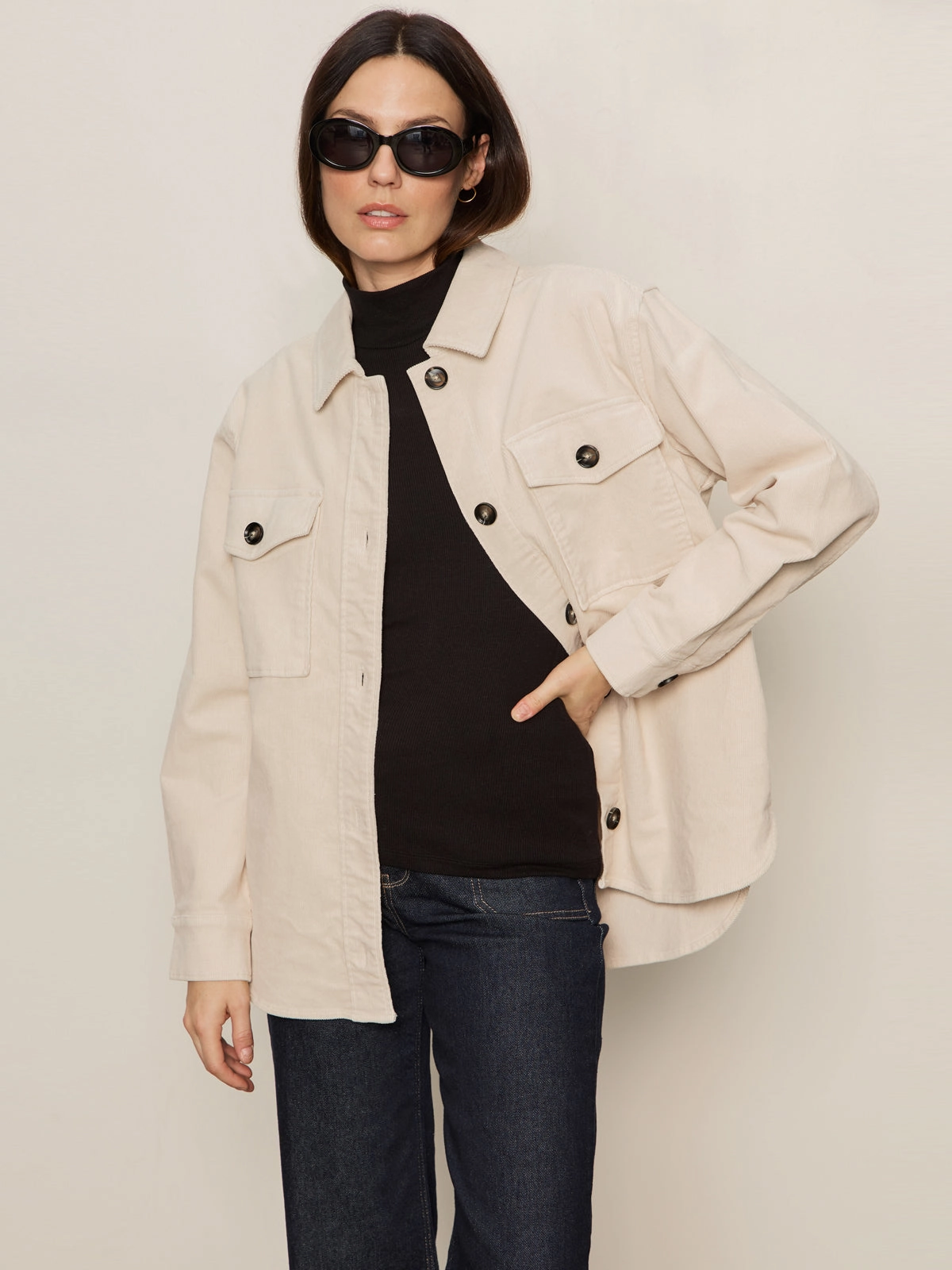 The Corduroy Shacket Mother Of Pearl Monochrome Look