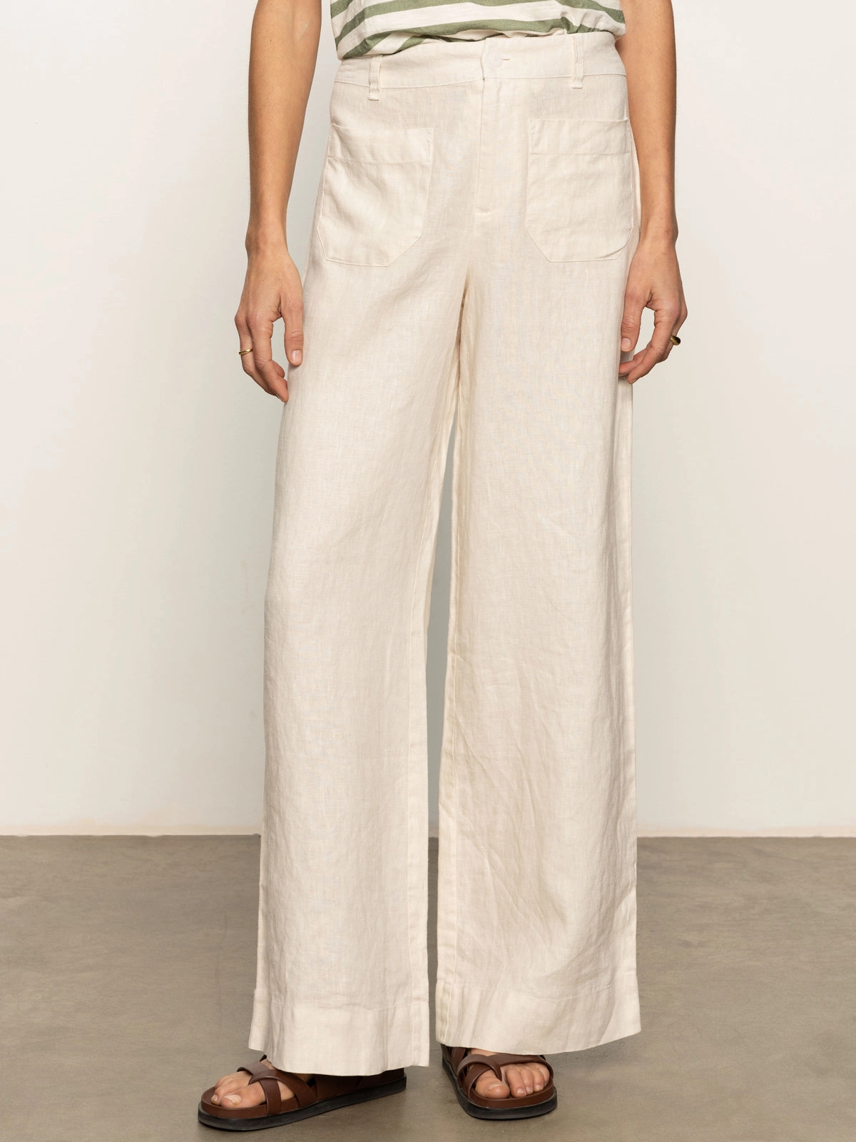 Harem Style The Linen Marine Wide Leg Semi-High Rise Pant Birch