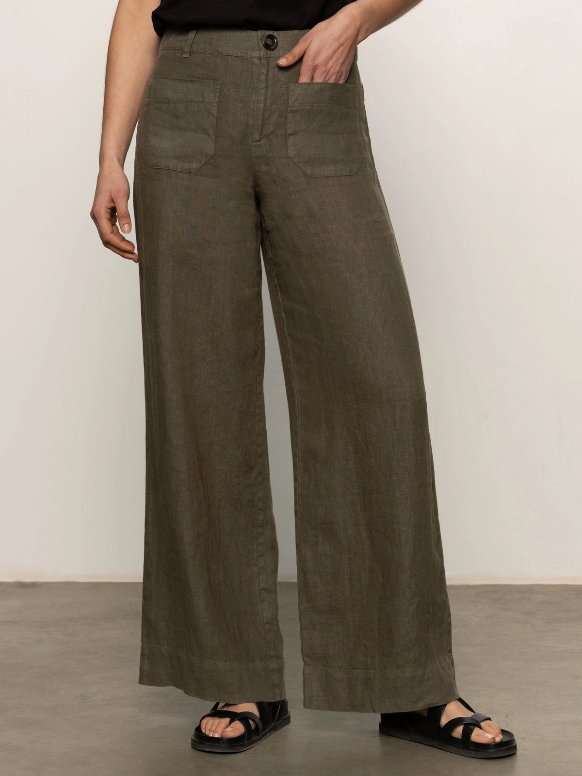 Plus-size option The Linen Marine Wide Leg Semi-High Rise Pant Kalamata