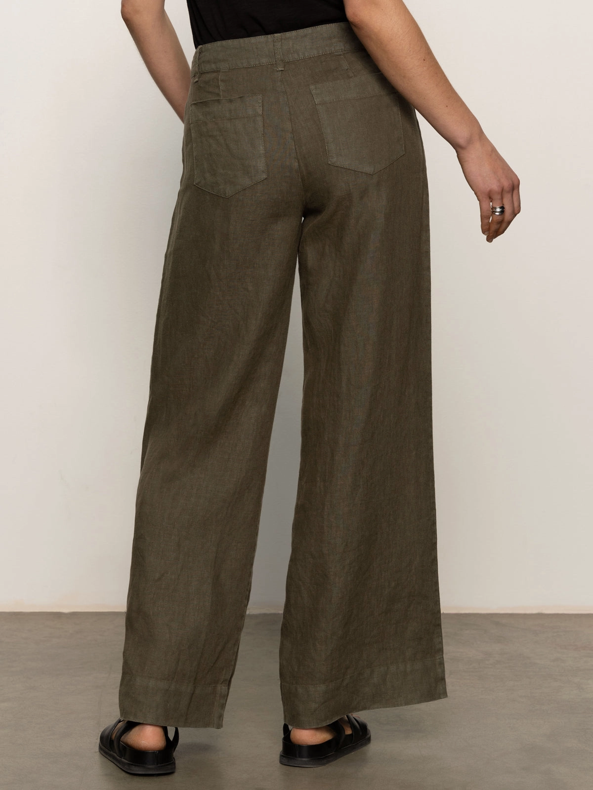 The Linen Marine Wide Leg Semi-High Rise Pant Kalamata Elegant Fit