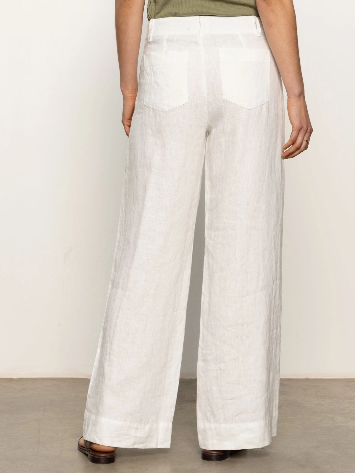 The Linen Marine Wide Leg Semi-High Rise Pant White Modern Design