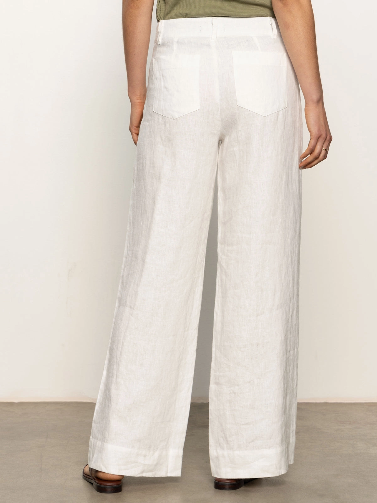 The Linen Marine Wide Leg Semi-High Rise Pant White Modern Design