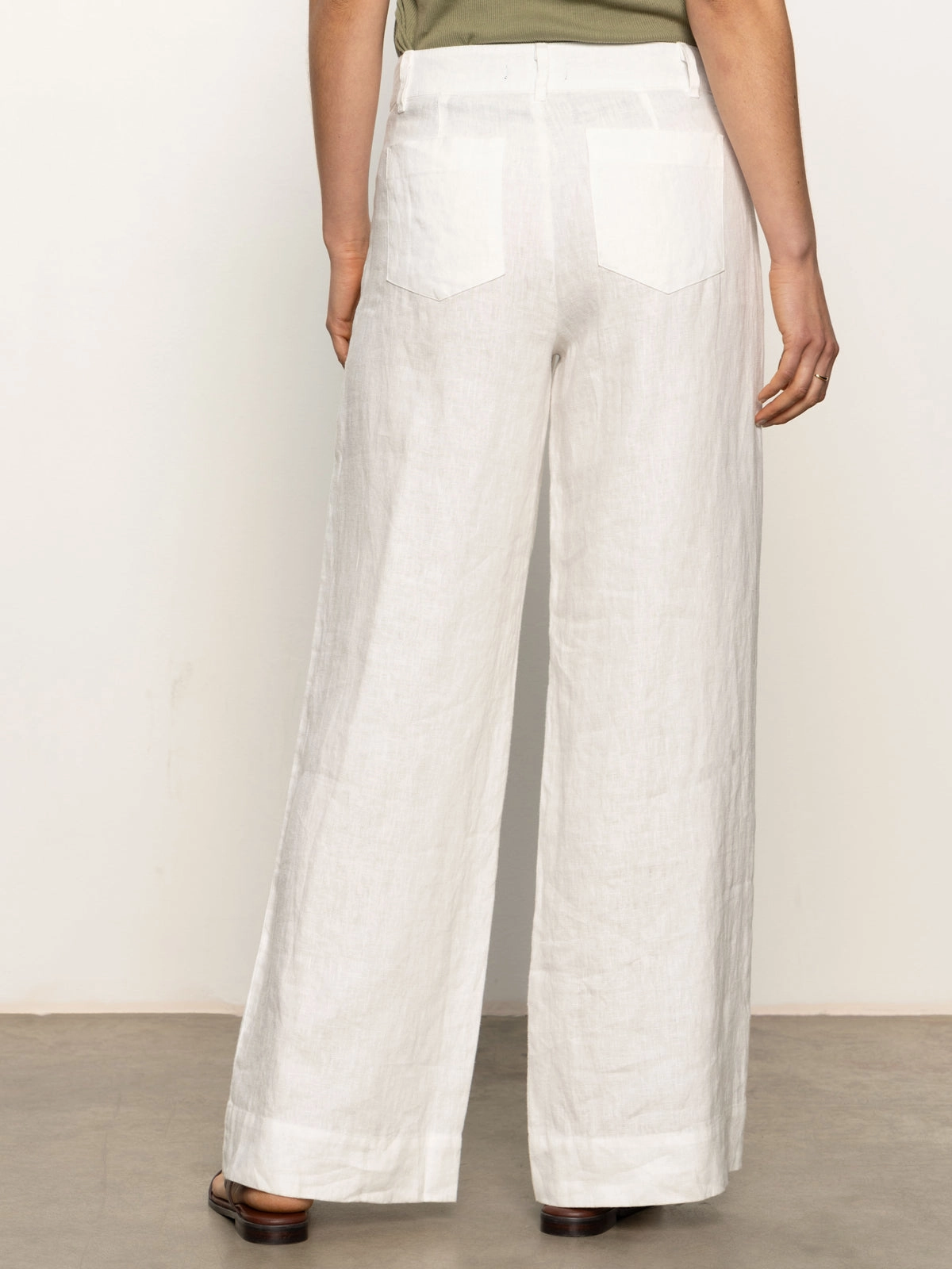 The Linen Marine Wide Leg Semi-High Rise Pant White Modern Design