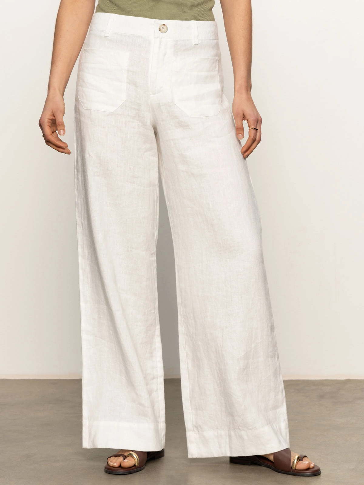 Functional Fit The Linen Marine Wide Leg Semi-High Rise Pant White
